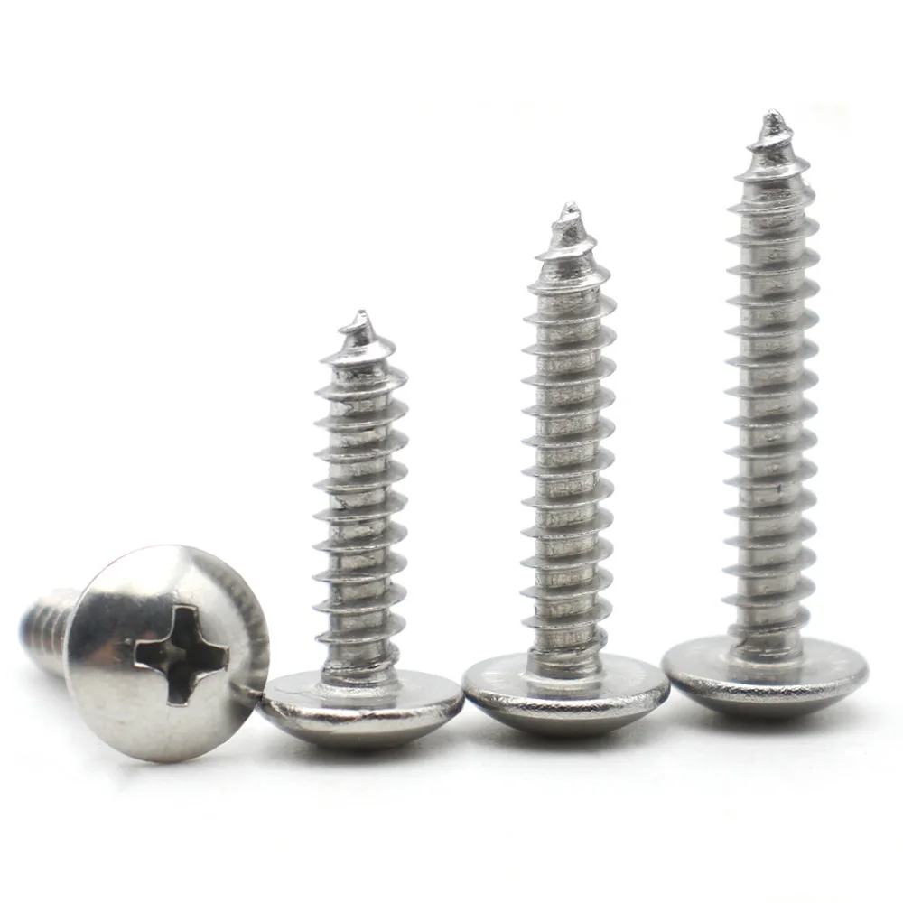 20-5pcs M3 M4 M5 M6 304 Stainless Steel Self-Tapping Wood Screws Cross Phillips Round Head Truss Mushroom Drive Screws Furniture