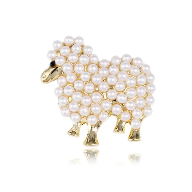 {#} 1Pcs Luxury Animal Pearl Sheep Themed Brooches For Men And Women Jewelry Accessories Wedding Holiday And Party Gifts