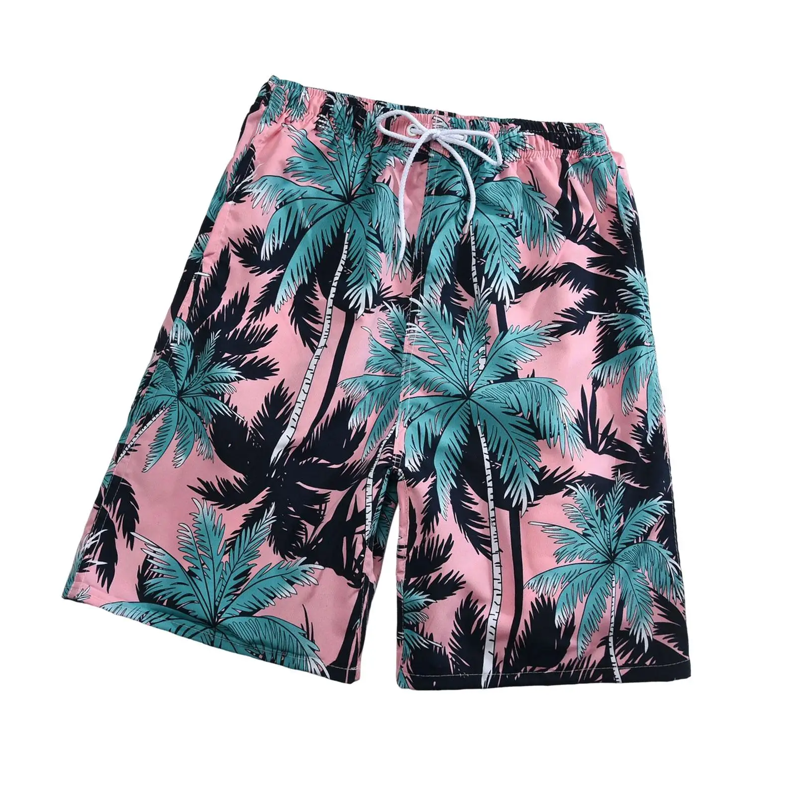 Men's Beach Shorts with Adjustable Drawstring and Vibrant Print Design