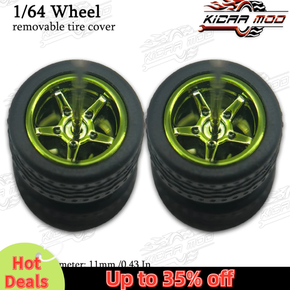 عجلات سيارة بإطارات مطاطية قابلة للفصل ، قطع غيار متقدمة لإعادة تجهيز ألعاب دييكاست ، علبة الثقاب الساخنة ، D 11: 11 ، مجموعة واحدة ، موديل 1:64
