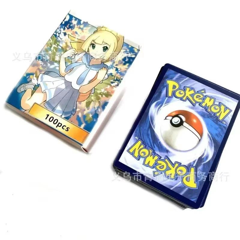 100Pcs/Set Pokemon Cards Lillie Marnie Rosa Erika Lana Anime Game Characters English Version DIY Collection Color Flash Card Toy