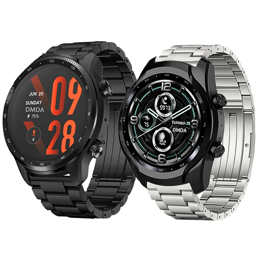 

Smart Watch Bands For TicWatch Pro 3 Ultra GPS / LTE Wrist Straps For TicWatch GTX S2 E2 2021 22mm Titanium Metal Bracelet Belt