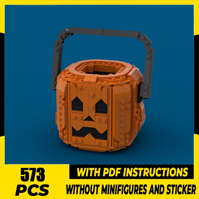 

Moc Building Blocks Halloween Pumpkin Pail Pencil Holder Bricks Model DIY Assembly Construction Toy Holiday Seasonal Gifts