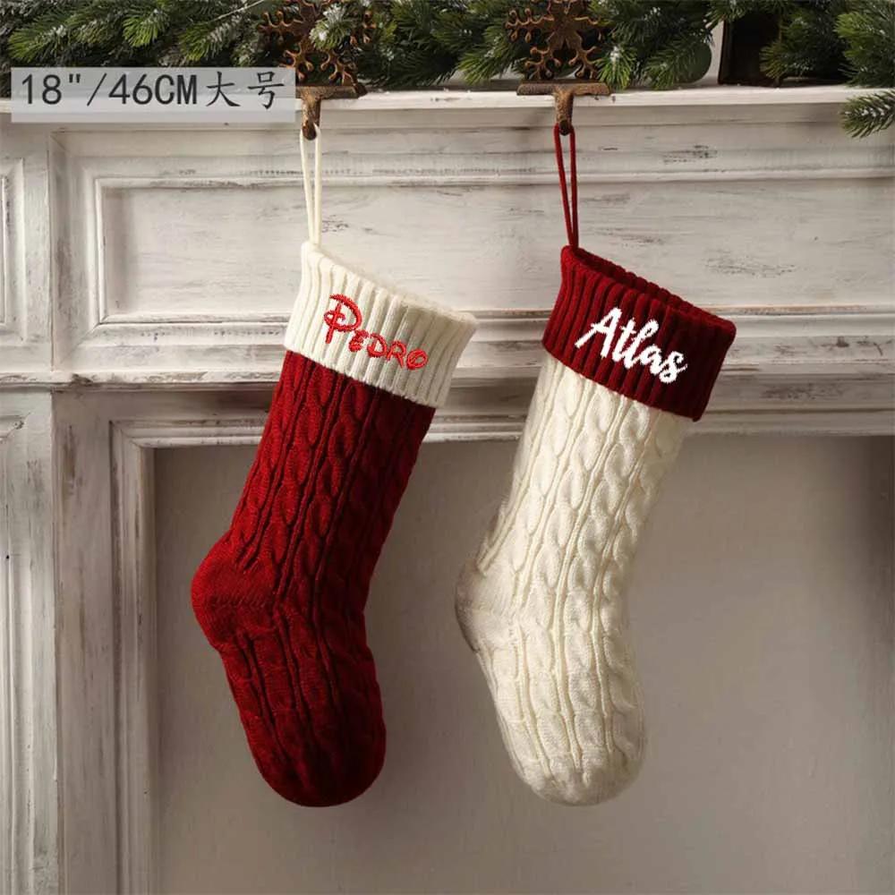 

Personalized Knit Stockings,Monogram Christmas Stockings,Embroidered Christmas Stocking,Holiday Stocking, Family Stocking Gifts