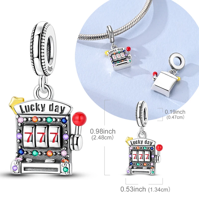 

Оригинальный кулон-подвеска в виде игрового автомата из стерлингового серебра 925 пробы, подходит для оригинальных браслетов и ожерелий, для женщин и мужчин, подарок для самостоятельного изготовления украшений.