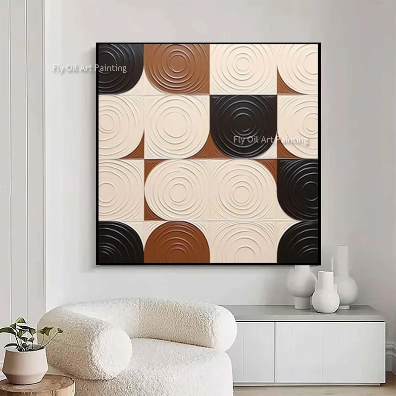 Beige Black And Brown Abstract Canvas Oil Paiting New Original Design Home Wall Decor Items Handpainted Brown Artwork As Gift