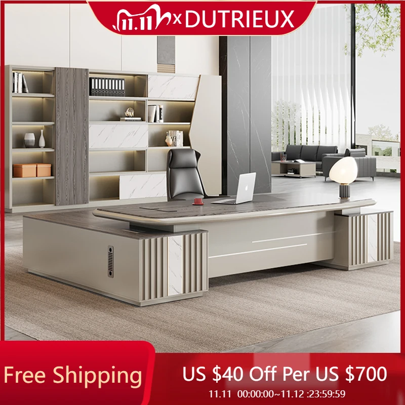 

High Quality Modern Boss Table Light Luxury Unique Organizer Work Computer Desks Standing Escritorio Oficina Desk Furniture