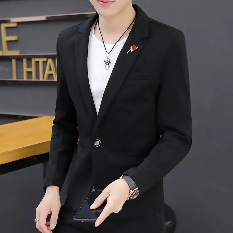 

Thin Single Breasted Coats High Quality Korean Style Clothes Trendy 2025 Jacket for Men Classic Elegant Man Suits and Blazers