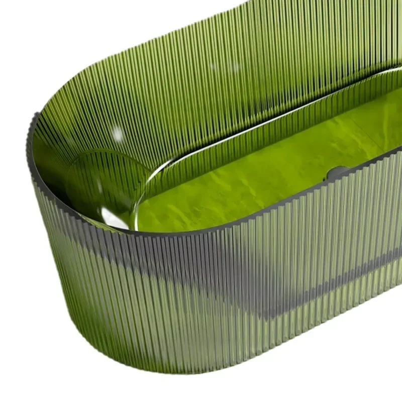 Transparent resin bathtub Home hotel Homestay Independent vertical stripe crystal oval Internet celebrity bathtub