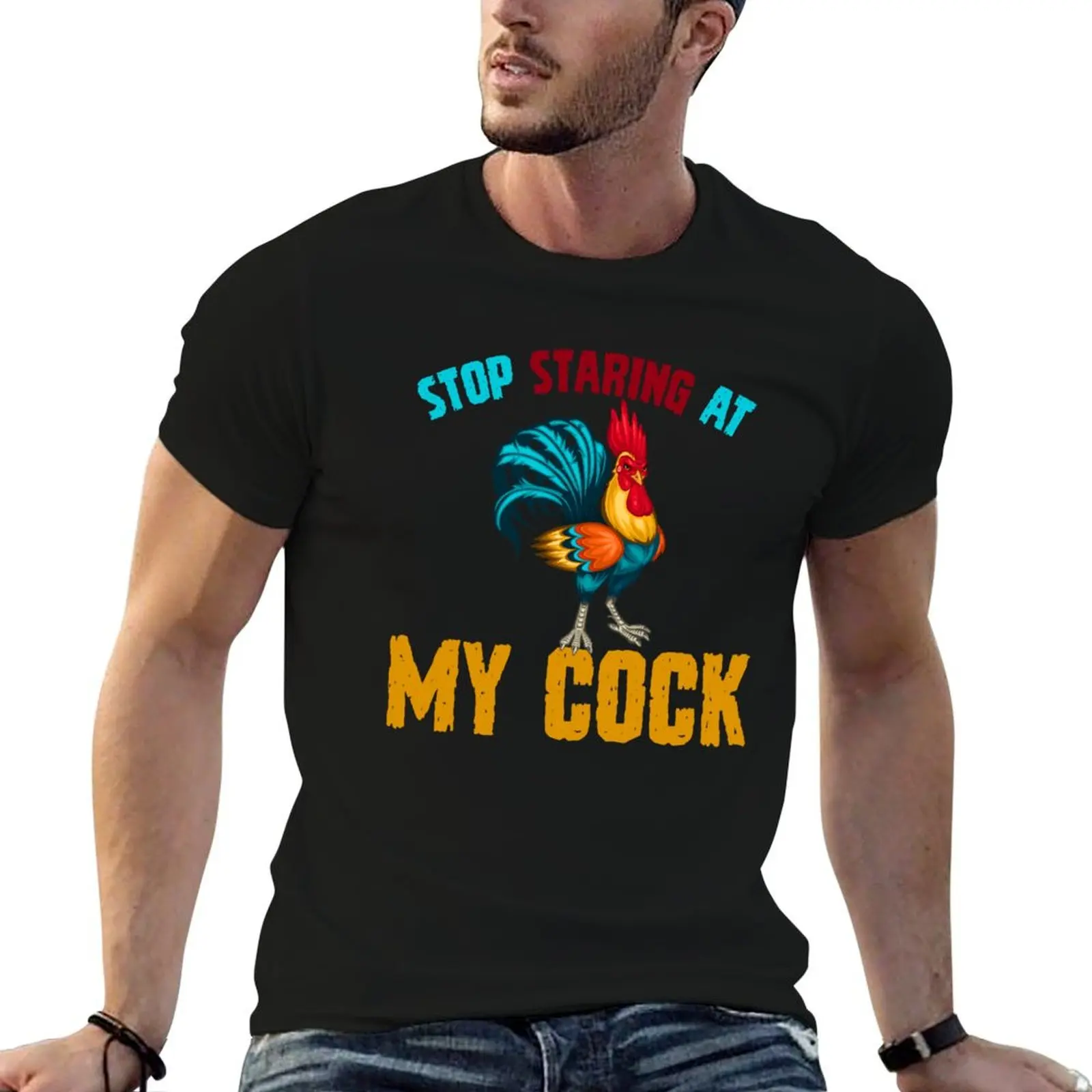 Hör auf, auf meinen Schwanz zu starren T-Shirt lustige T-Shirts Baumwoll-T-Shirt Herren 100% Baumwolle Luxusmarke bedruckte T-Shirts für Männer T-Shirt