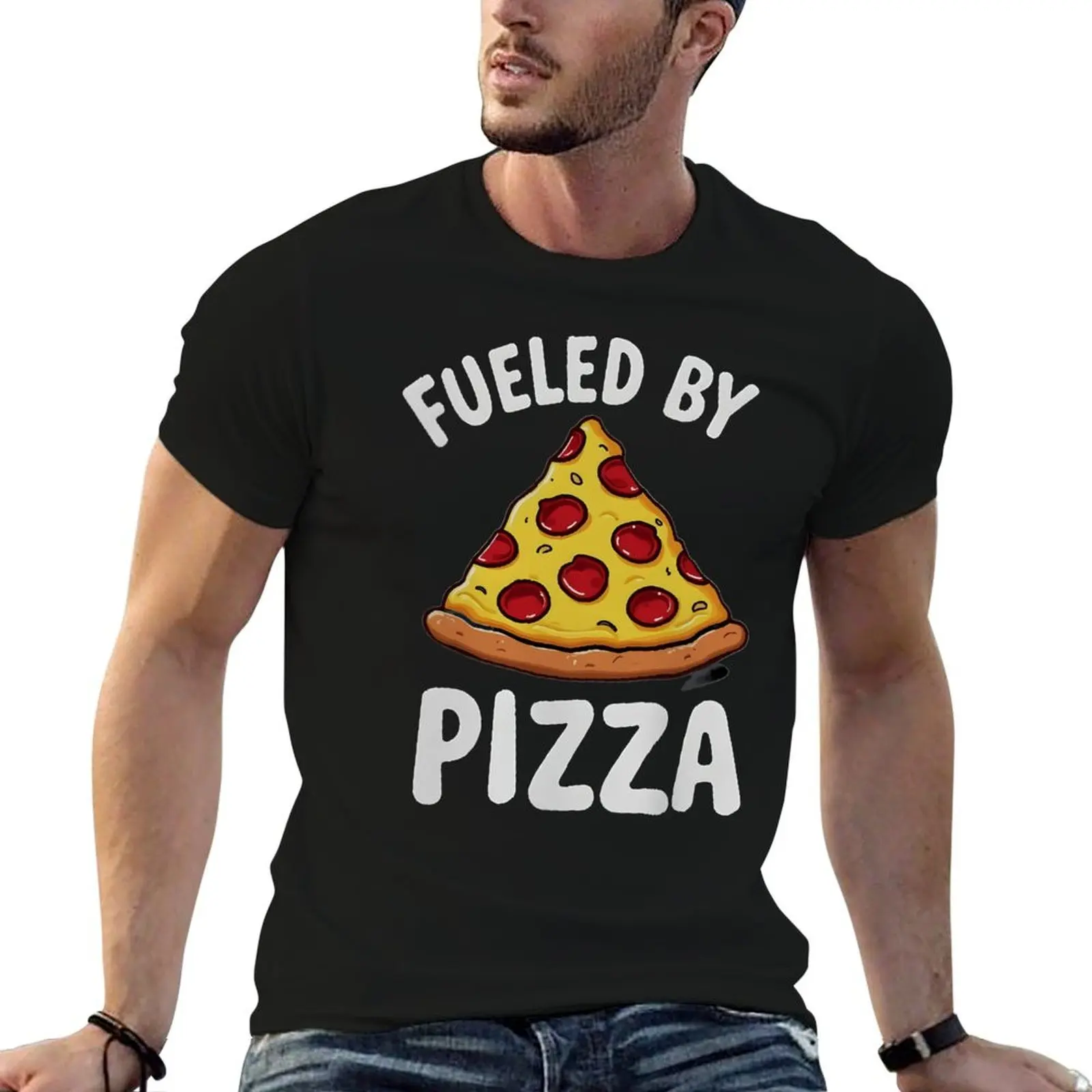 

Pizza Power Slice Crewneck T-shirt Movement Top Tee Funny Graphic Funny Novelty Leisure Eur Size