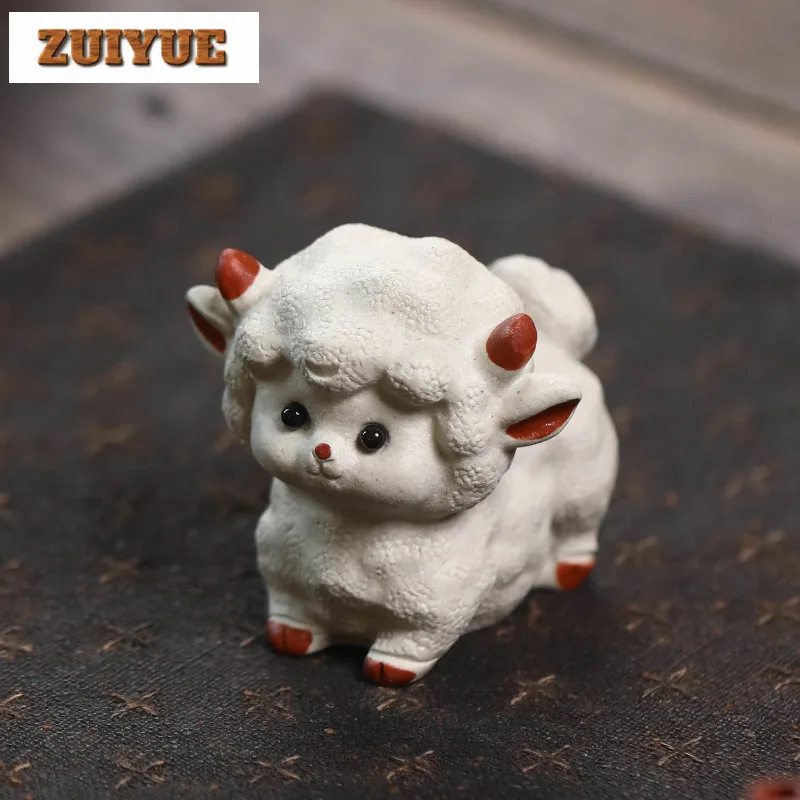 Yixing Zisha Cute Little Sheep Tea Pet Boutique Flowerpot Landscaping Tea Figurine Play Toys Tea Statue Ornaments Supplies Gift - view 6