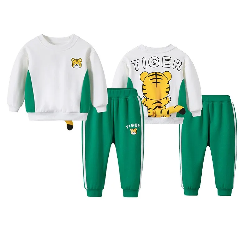 2023 Autumn New Children's Clothes For Boys and Girls Baby Cute Animal Print Long Sleeved  Set Cotton O-neck Leisure Sets Baby O