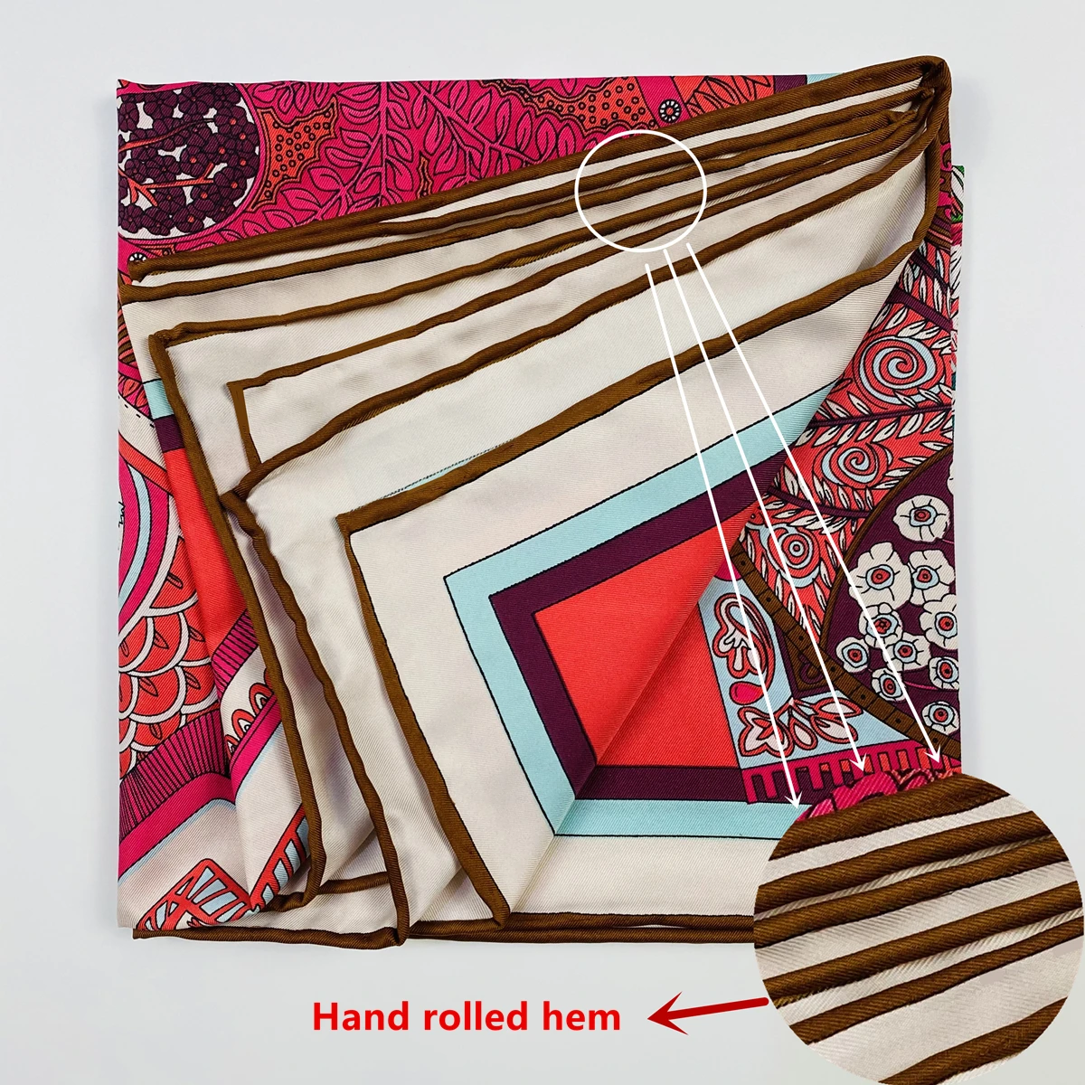 90cm Luxury Saddle Square Scarf Women 100% Twill Silk Hand Rolled Hem Hijab Scarf Foulard Shawl Brand Design Head Scarves Ladies