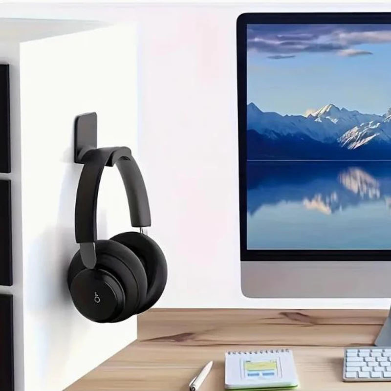 2PCS Universal Plastic Headphone Stand Adhesive Headset Hanger Wall Mount Bracket for Damage-Free Desk Storage Rack PC Mounting