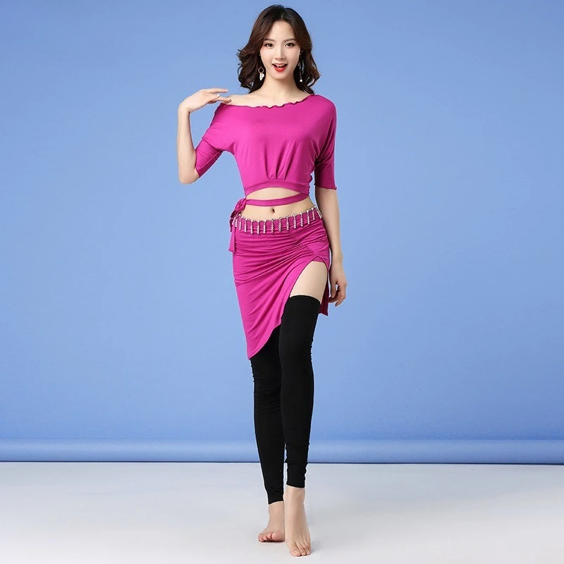 Customized Belly Dance Costume Practice Dress Sexy Slanted Shoulder Modal Short Skirt Adult Female Beginner Oriental Dance Dress