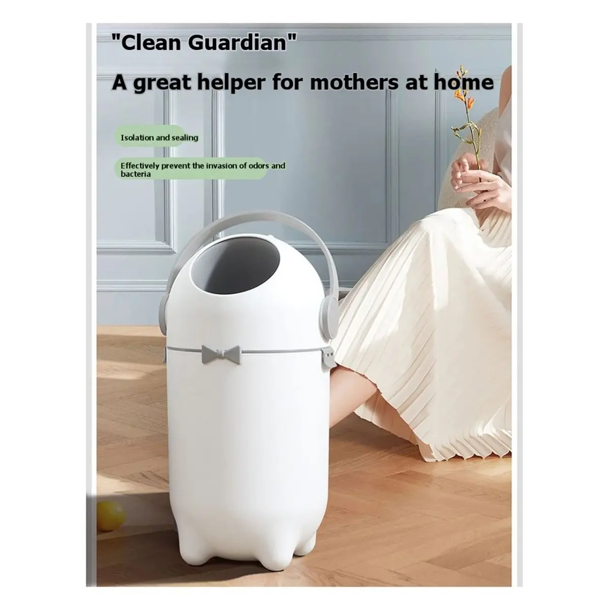 ABIT Diaper Pail with Airtight Lid 12L Odor Control Diaper Trash Can Odor-Locking Diaper for Babies Pets Holds 15 Diapers