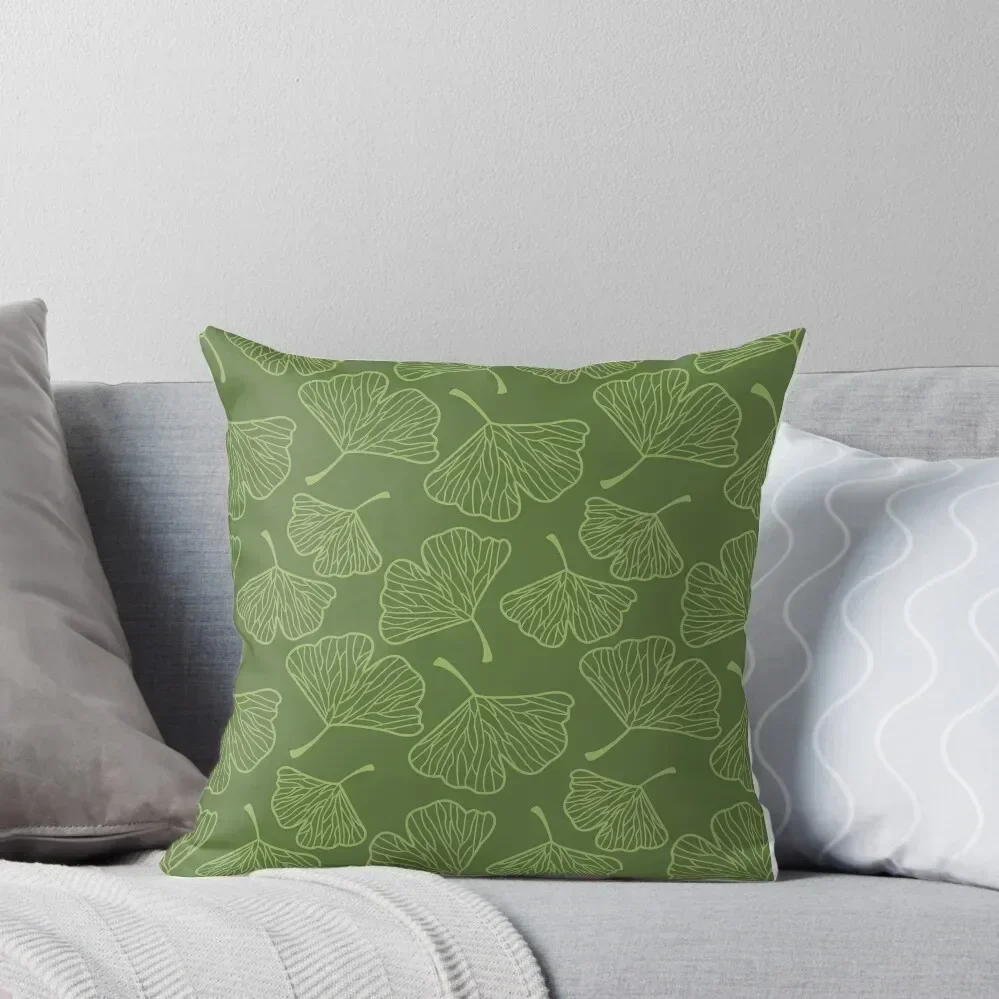 

Green Gingko Biloba leaves line art Throw Pillow Christmas Pillows luxury sofa pillows Couch Pillows Covers For Sofas pillow