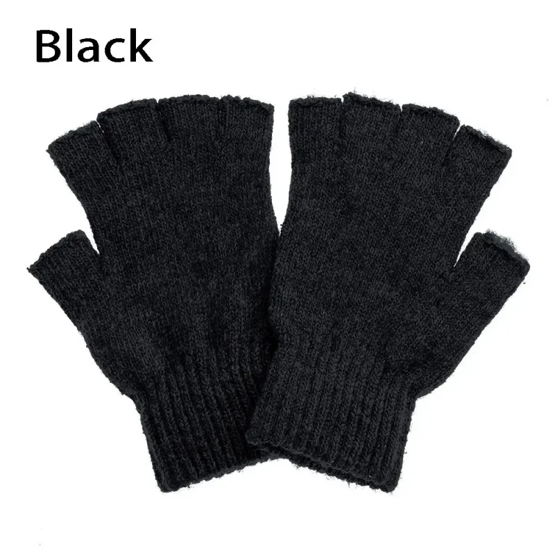 Winter Thick Knit Fingerless Gloves for Men & Women, Warm Half Finger Typing Texting Daily Mittens