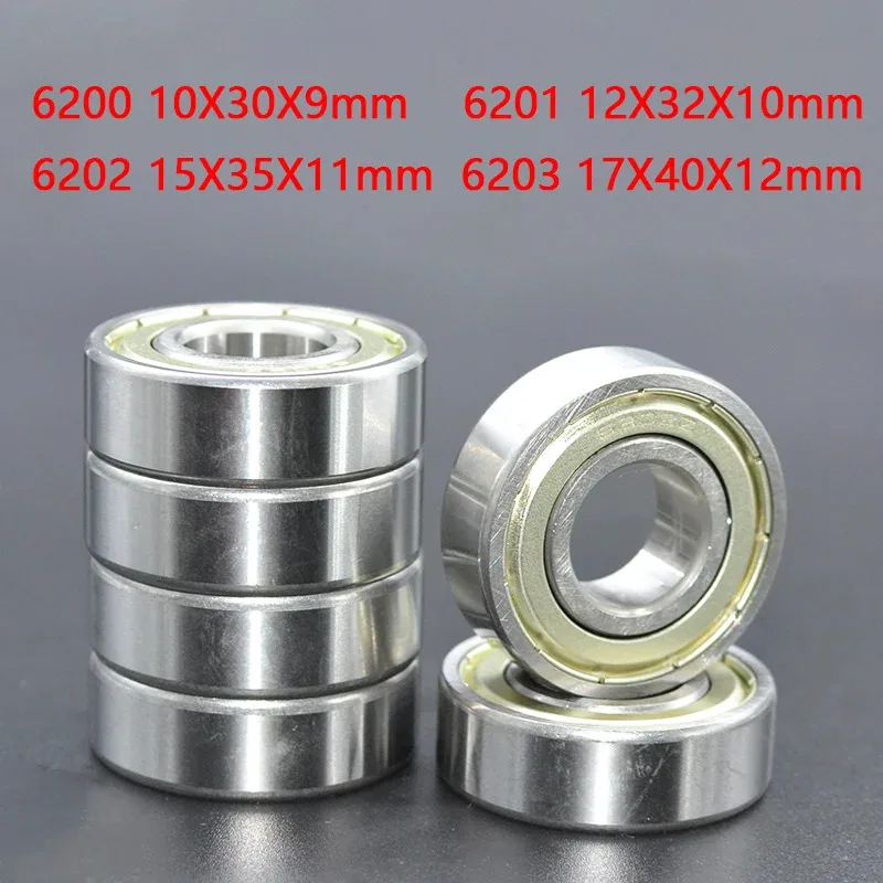 10PCS 6200 6201 6202 6203ZZ 2RS 15*35*11MM Metal Seal High Quality Deep Groove Ball Bearings 10X30X9mm