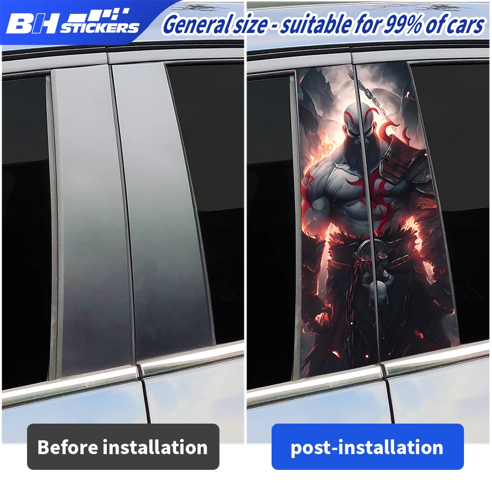 Dark Warrior Gaming Itasha Car B Pillar Stickers Kratos Style Lava Man Decal Auto Window Middle Pillar Styling DIY Accessories