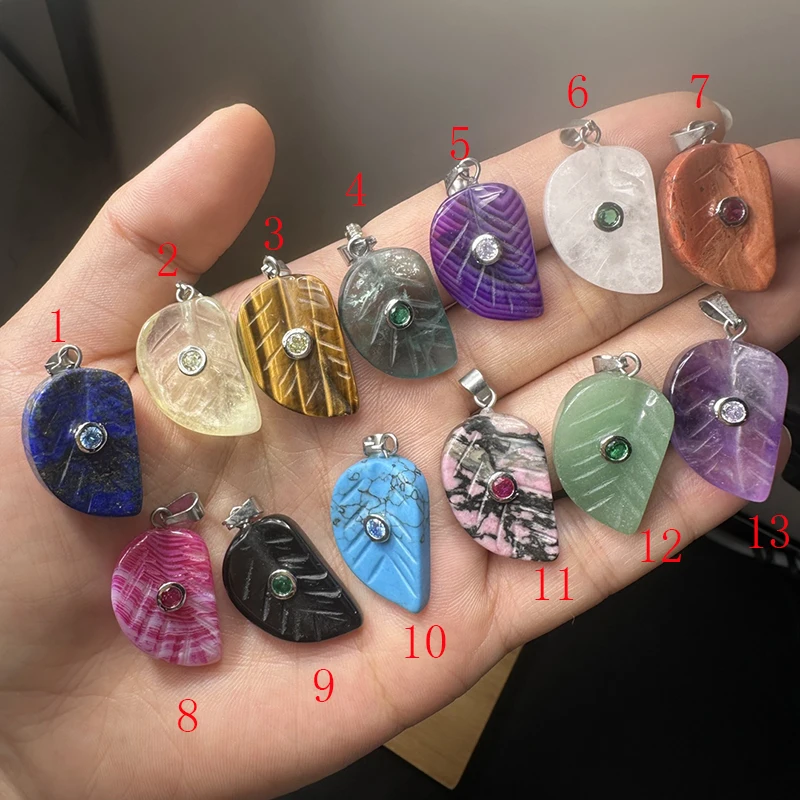 5pcs/lot Jewelry Accessory Natural Stone Transparent Leaf Shaped Pendant For Charms Earrings  Mobile Phone Shell Bracelet