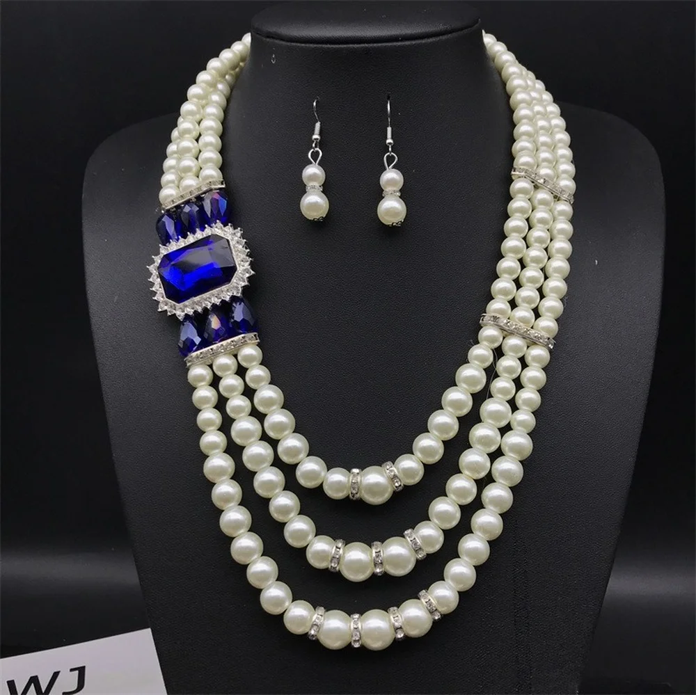 

The Elegant Light Luxury Three-layer Pearl Collar Sets 2022 New Trend Jewelry Fashion Woman's Necklace Party Vintage Gem Gifts