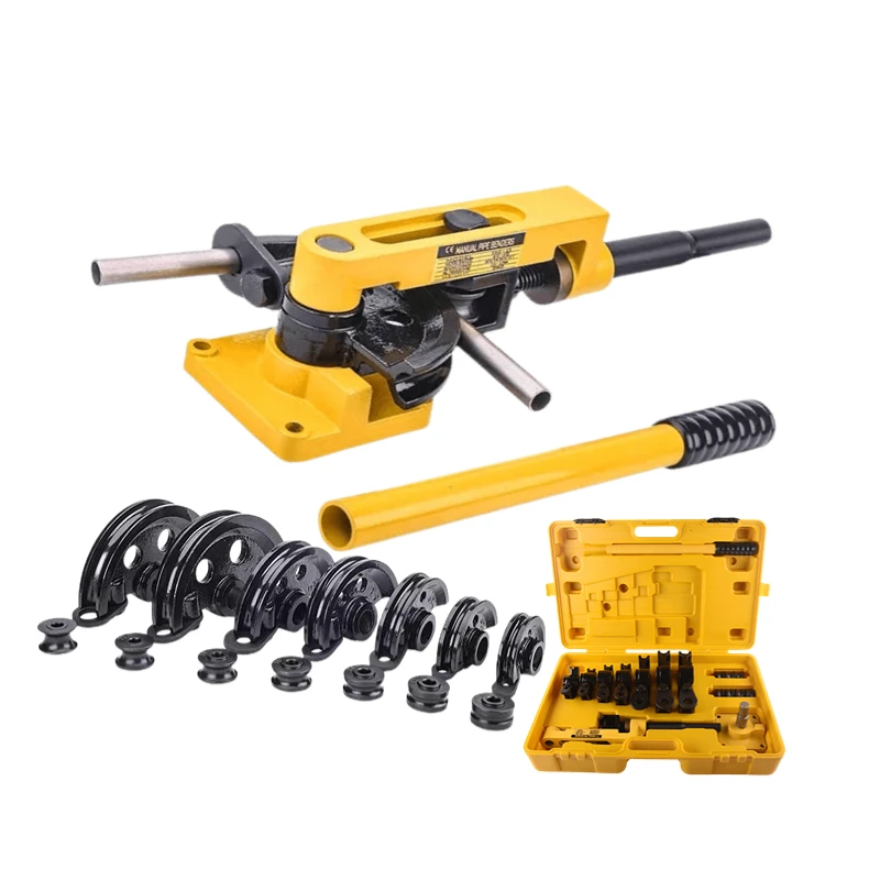 Tools Manual Pipe Bender 7Bending Dies 10-25mm 180 Degree Copper Aluminum Pipes 3/8