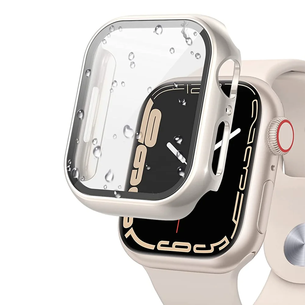 Cover per Apple Watch Custodia 45mm 41mm 44mm 40mm 42mm 38mm accessori Protezione schermo Vetro temperato iWatch serie 8 7 6 SE 5 9