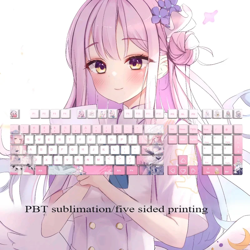 

Misono Mika Theme Keycaps Set PBT Sublimation 108 Key Cherry Profile Keycaps for Mechanical Keyboard Cute Custom Gaming Key Caps