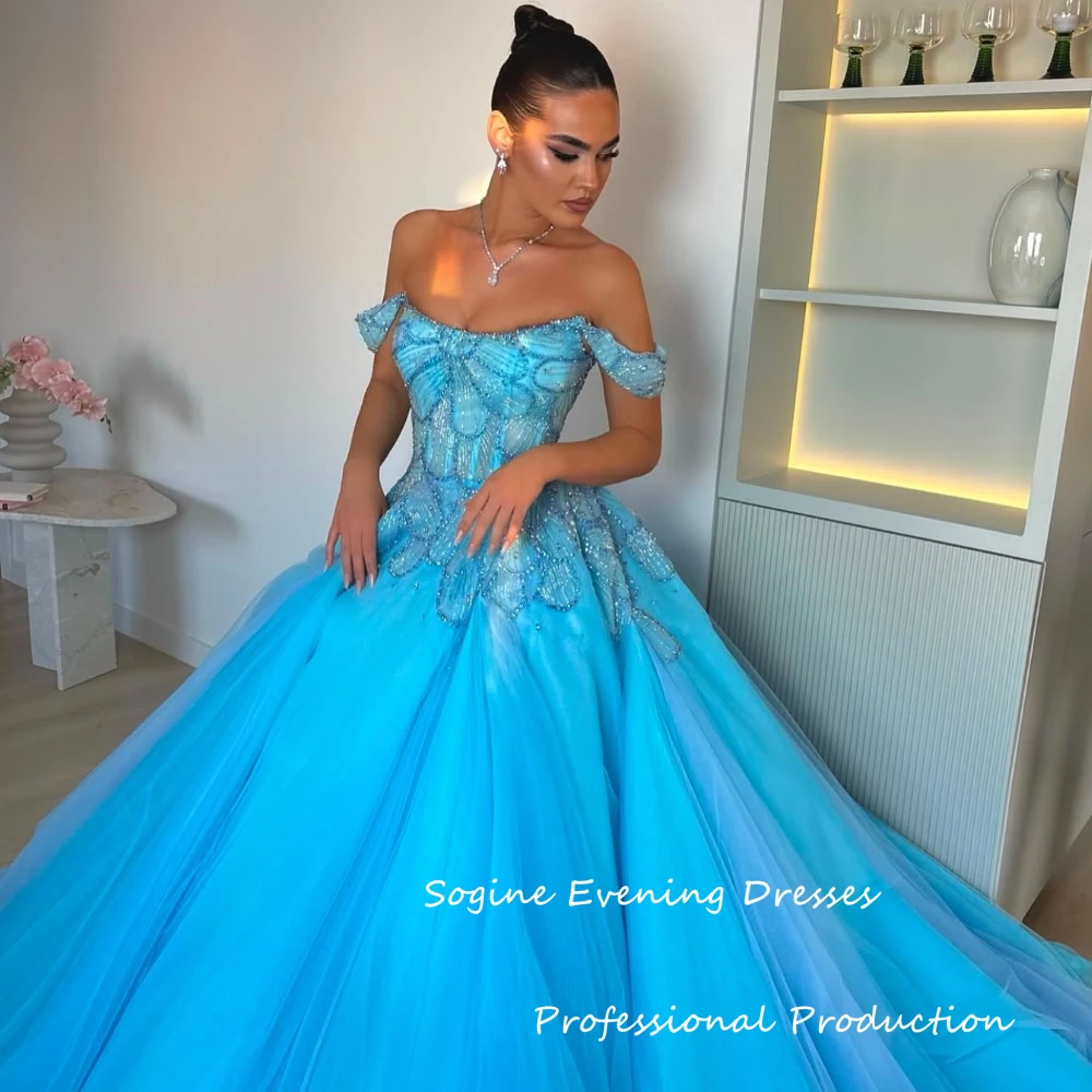 فساتين سهرة فاخرة بدون أكتاف للنساء فستان رسمي لحفلات الكوكتيل من التل النبيل مزين بالترتر فستاين سهرة/فساتين الحفلات الطويلة