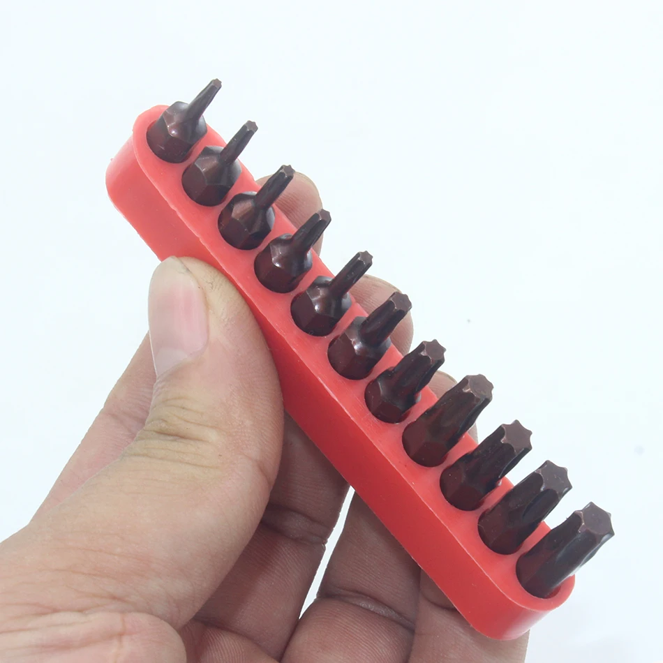 1/4 Inch S2 Alloy Steel 25MM Long Magnetic Torx Screwdriver Bits Set Tools T6 T7 T8 T9 T10 T15 T20 T25 T27 T30 T40