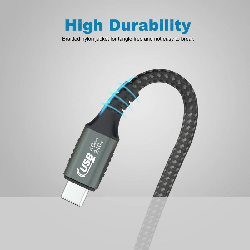USB4 40Gbps USB-C to C Cable, 8K60Hz Video, 240W PD Fast Charge, Thunderbolt 3/4, for Laptop/SSD/Monitor, 0.5/1/1.5/2M view 3
