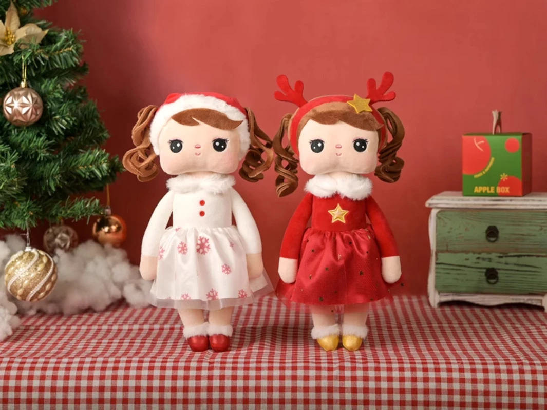 Metoo Angela Christmas Doll Soft Stuffed Winter Snow Elk Fashion Doll Collection Plush Toys Dolls for Girls Boys Xmas Gift