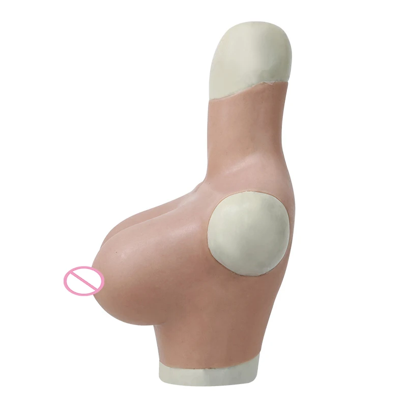 KnowU Realistic Silicone Breast Forms G Cup Normal Size High Collar Sleeveless Fake Chest Cosplay