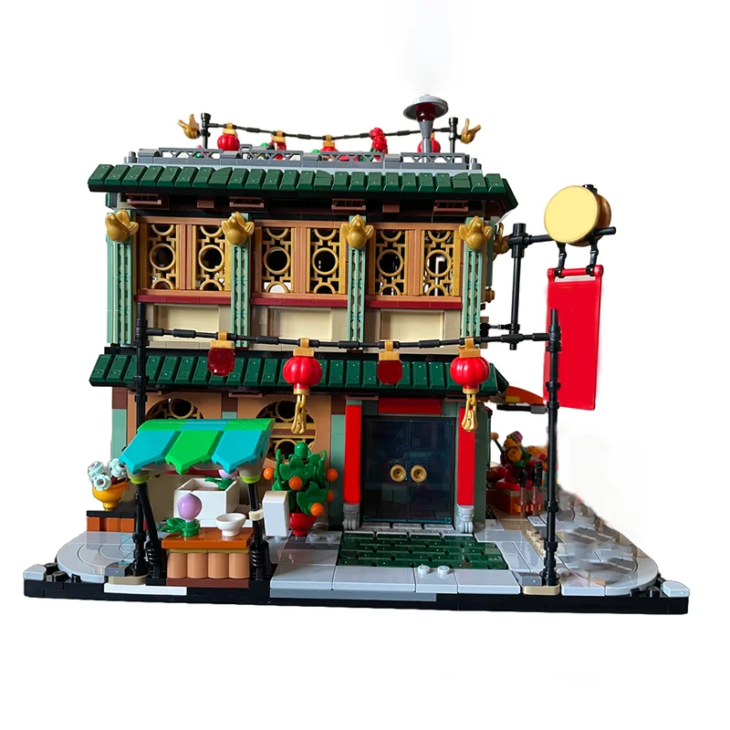 1661pcs MOC Chinese Traditional Festivals Family Reunion Celebration Modular Corner Alternate Model Christmas Gift Shelf Accent