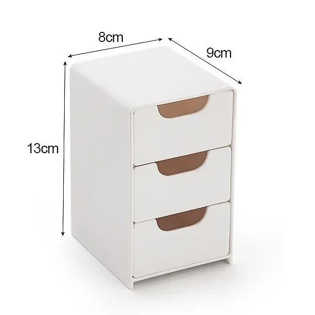 1pc 3-Tier Desktop Organizer with Drawers, Plastic Storage Box for Stationery/School/Office Supplies