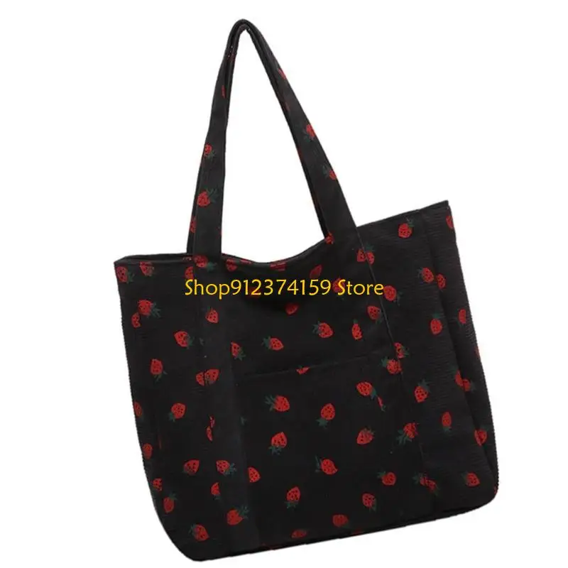 G5AE Women Bag Casual Armpit Bag Students School Bag Large Capacity Shoulder Bag Canvas Underarm Bag Strawberry Handbag