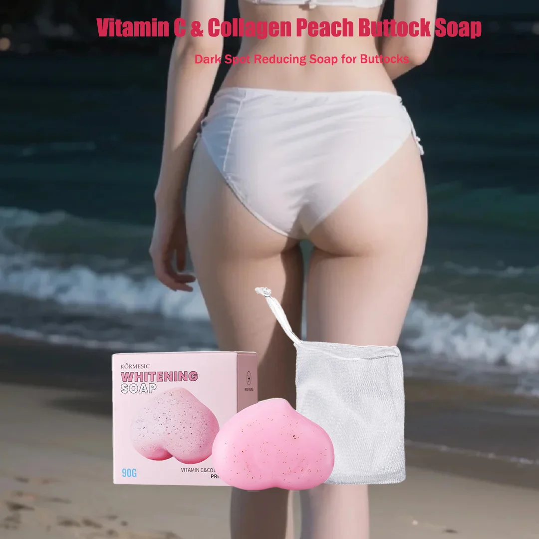 Vitamin C & Collagen Heart-Shaped Peach Buttock Soap Dark Spot Reducing for Buttocks Joint & Underarm Brightening Body Soap