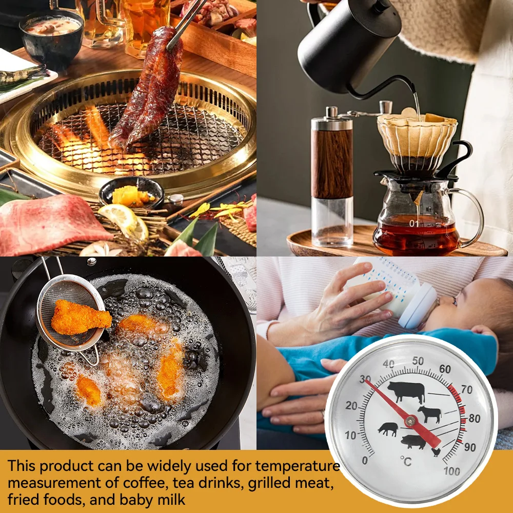 Probe Thermometer Kitchen Tools Cooking Temperature Meter 0~200℃ Milk Coffee BBQ Meat Food Kitchen Cooking Gauge Stainless Steel