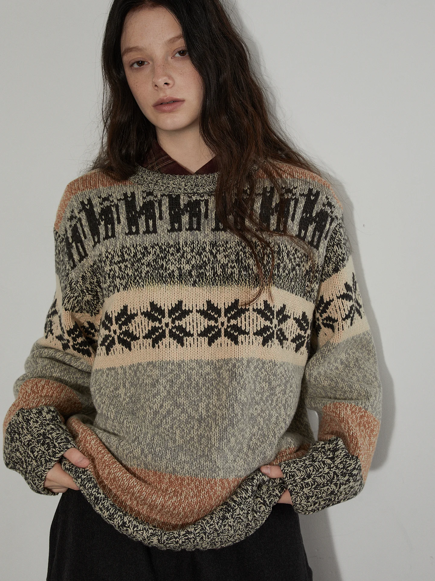 

Женский вязаный свитер Lofi: новый, мягкий, свободного кроя, с круглым вырезом, из хлопка и акрила, с длинными рукавами, для зимы