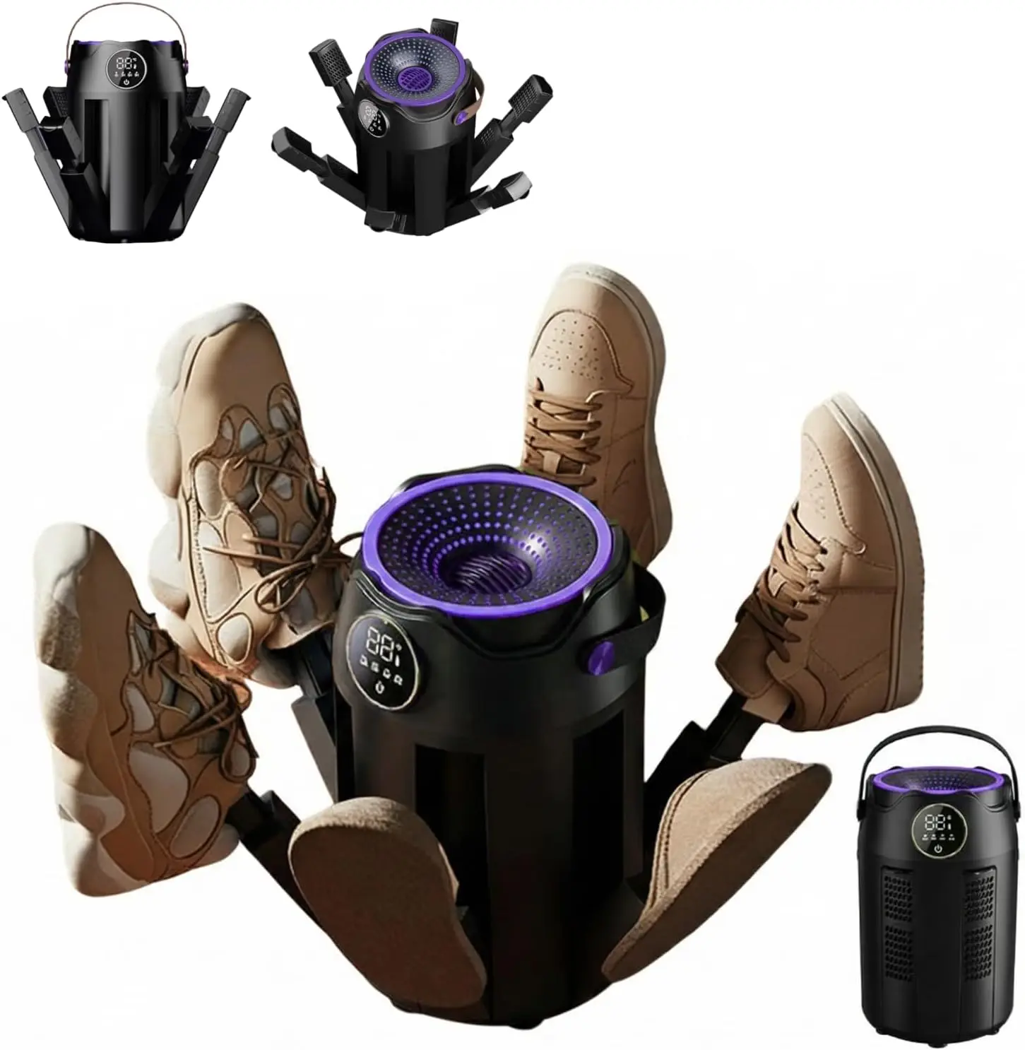 6-Arm Boot & Glove Dryer–Forced Air Boot Dryer with Heat Blower & Timer.Foldable Shoes Dryer, Deodorizing Sterilizing Shoe Dryer