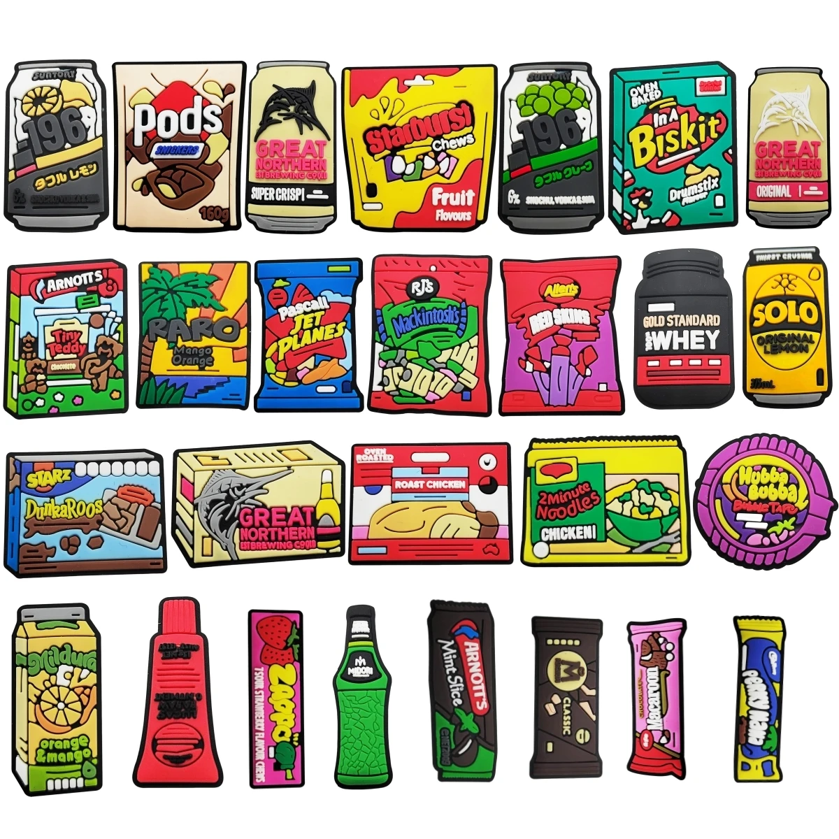 27pcs Cartoon Food shoe charms PVC shoe Decoration for DIY clog Sandals Bracelets girls boy Party Favor Gifts