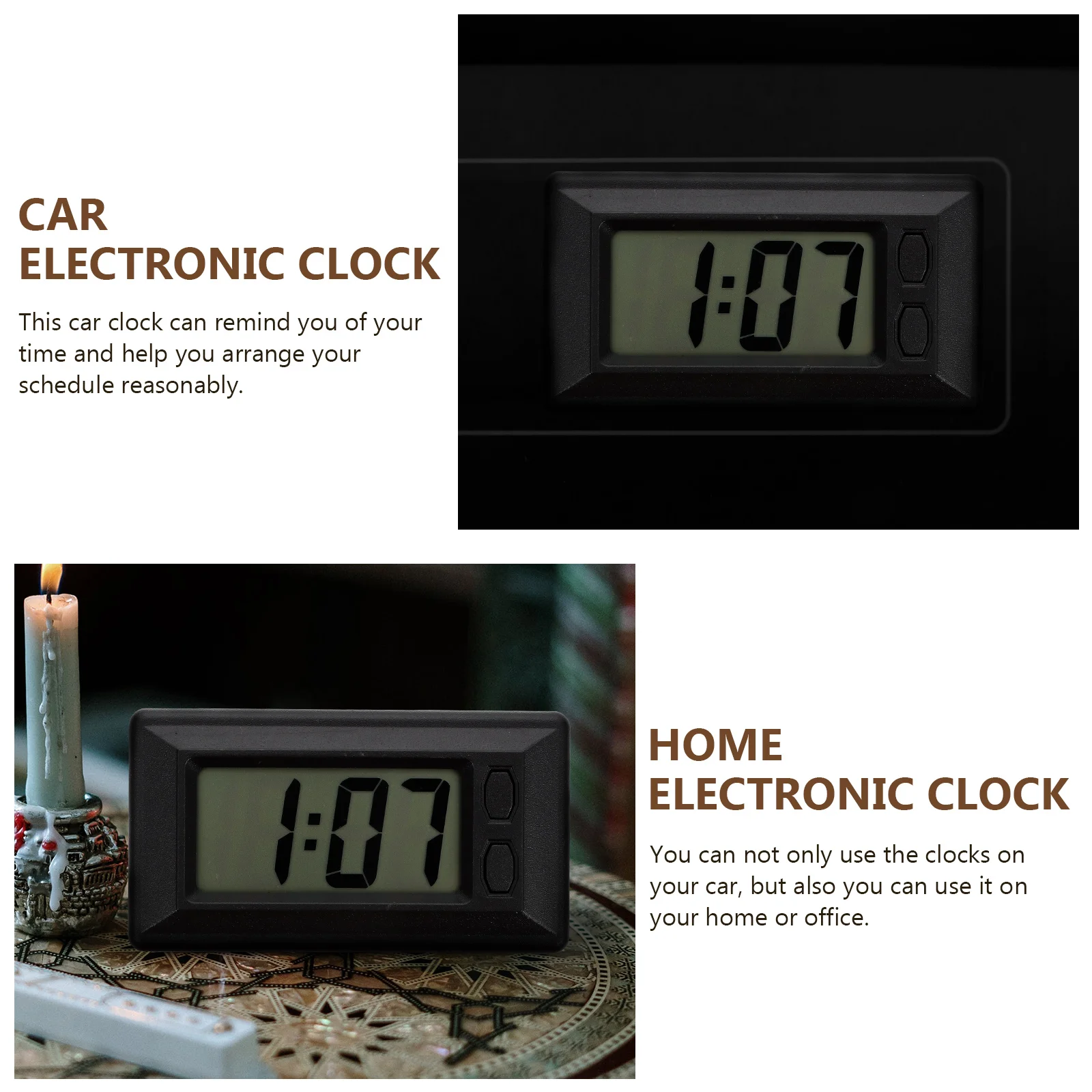 

Digital Clock for Car with Calendar Mini Electronic Clock Stylish Design Easy to Read Display for Vehicle Dashboard Home Desk