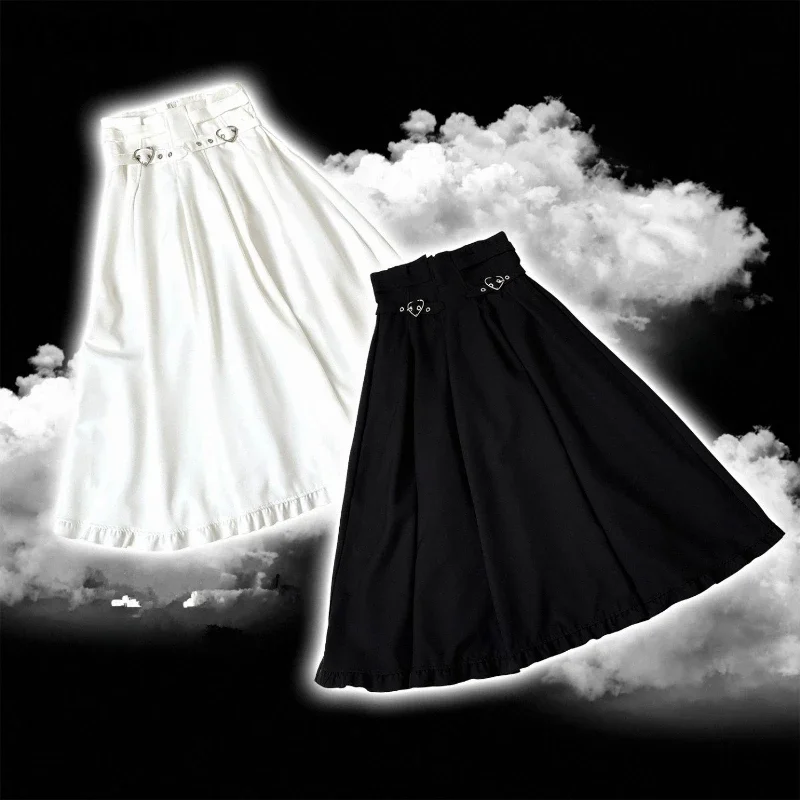 

Summer Y2k Aesthetic Sweet Girl High Waist Maxi Skirt Women Solid Streetwear Pleated Gothic Jk Harajuku A-Line Grunge Long Skirt