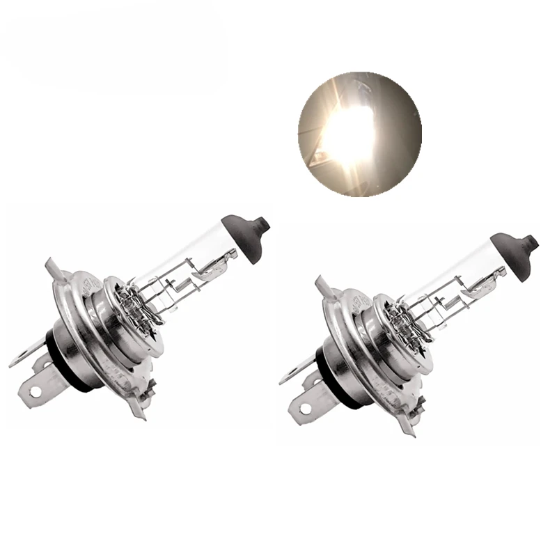 2Pcs H4 Automobile Bulb 3500K Clear Headlamp 12V 60/55W P43t High And Low Light Quartz Car Light