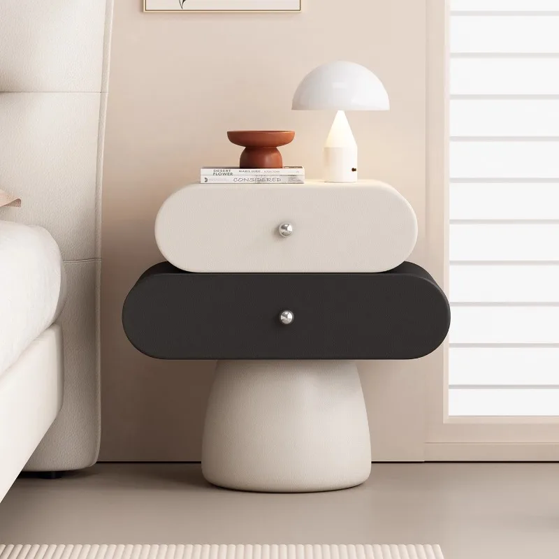 منضدة بيضاء بتصميم ياباني، صالات تخزين لطيفة، درج طاولة ضيق بجانب السرير، أثاث غرفة Mesitas De Noche الحديث #5