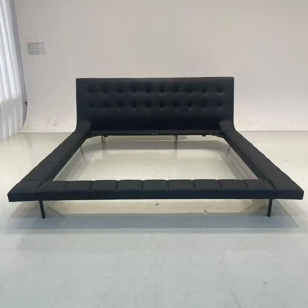 fgLuxury Modern Leather Bed King Size Queen Upholstered Master Bedroom Soft Package Contemporary Hotel Villa Furniture Frame%