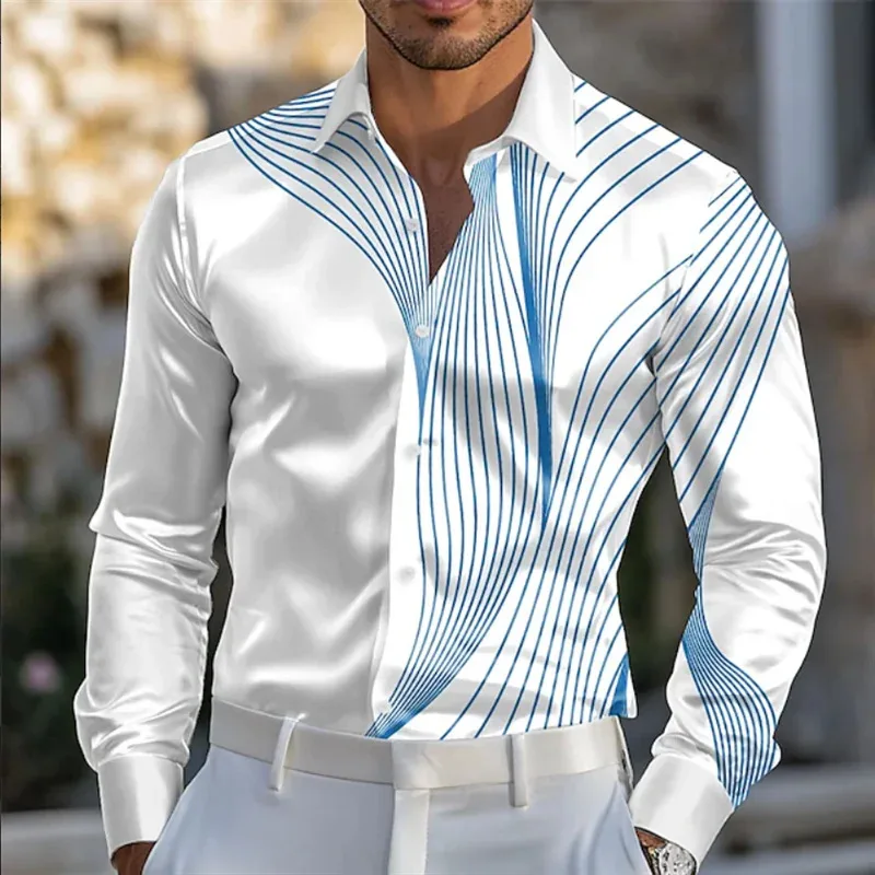 Camicia da uomo Camicia con bottoni a maniche lunghe moda casual con stampa floreale 3D Camicia con patta autunno primavera estate vacanza