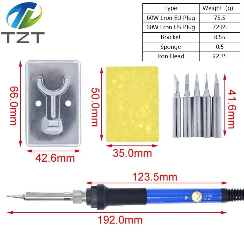 New Adjustable Temperature Electric Soldering Iron 220V 60W Welding Solder Rework Station Heat Pencil Tips Repair Tool